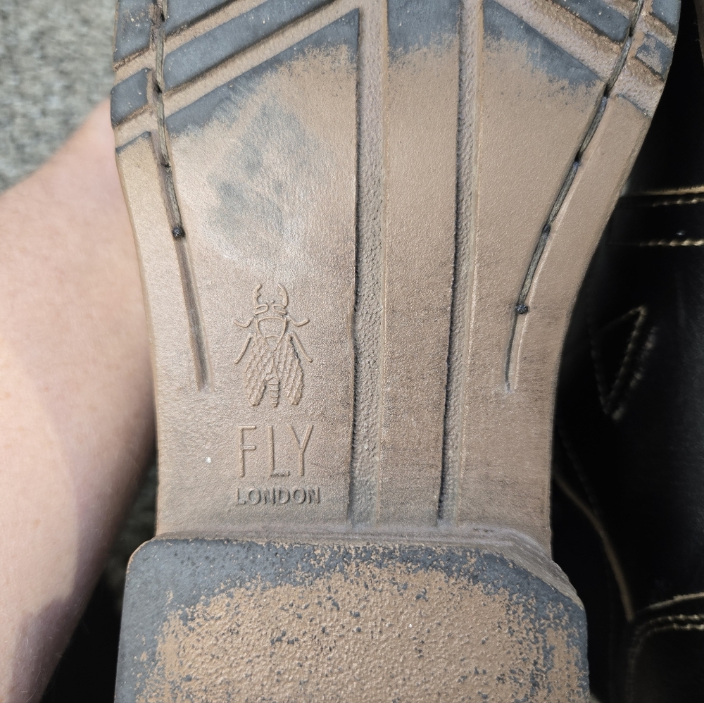 Fly London Black and Burgundy Combat Boots - Picture 14 of 16